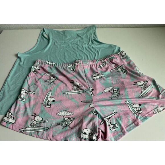 Munki Munki Snoopy Peanuts Women’s Sz 1X Pajama Pj Set Summer Tank & Shorts NEW - Picture 10 of 12